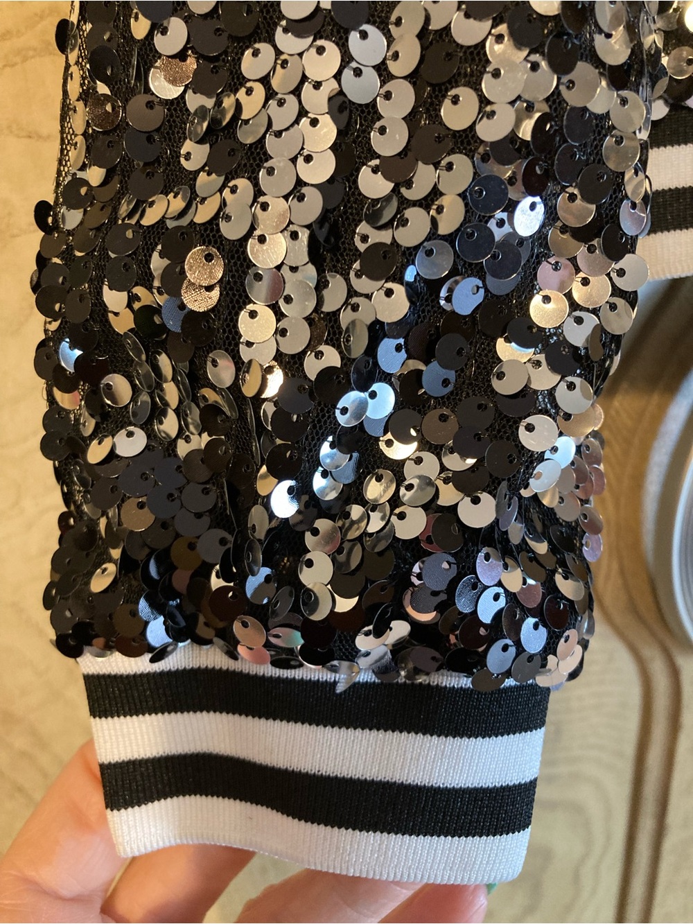 New - Sequin Bomber Jacket - Black/Silver - Picture 4 of 7